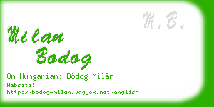 milan bodog business card